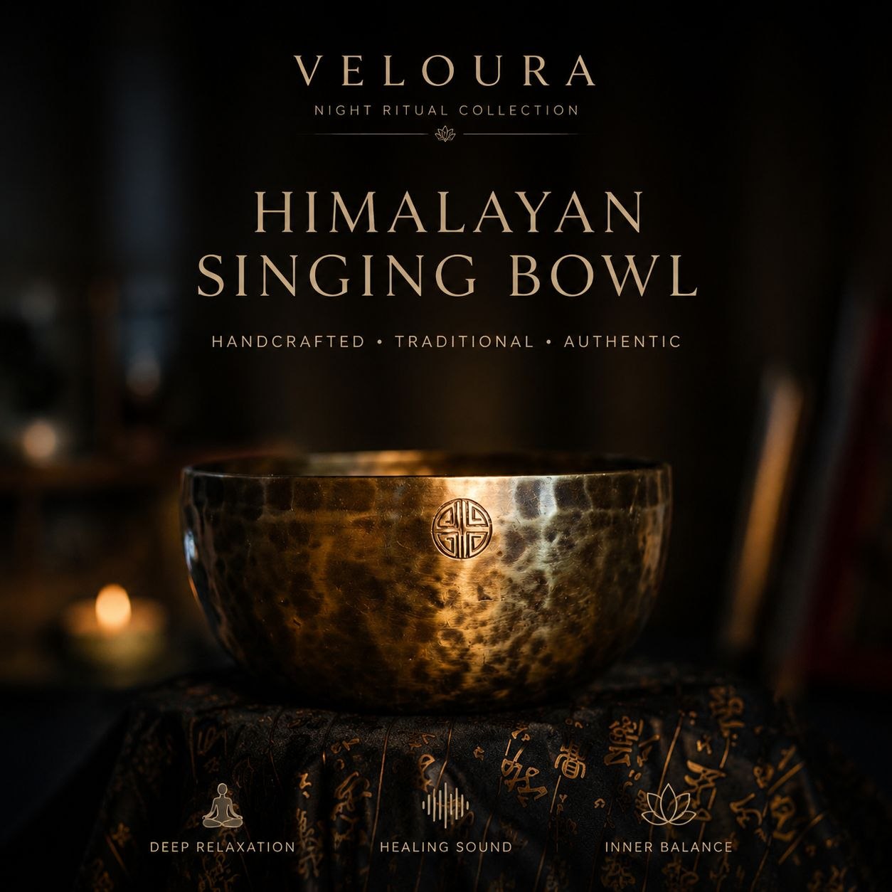 Veloura Handcrafted Himalayan Singing Bowl for Meditation & Sound Healing