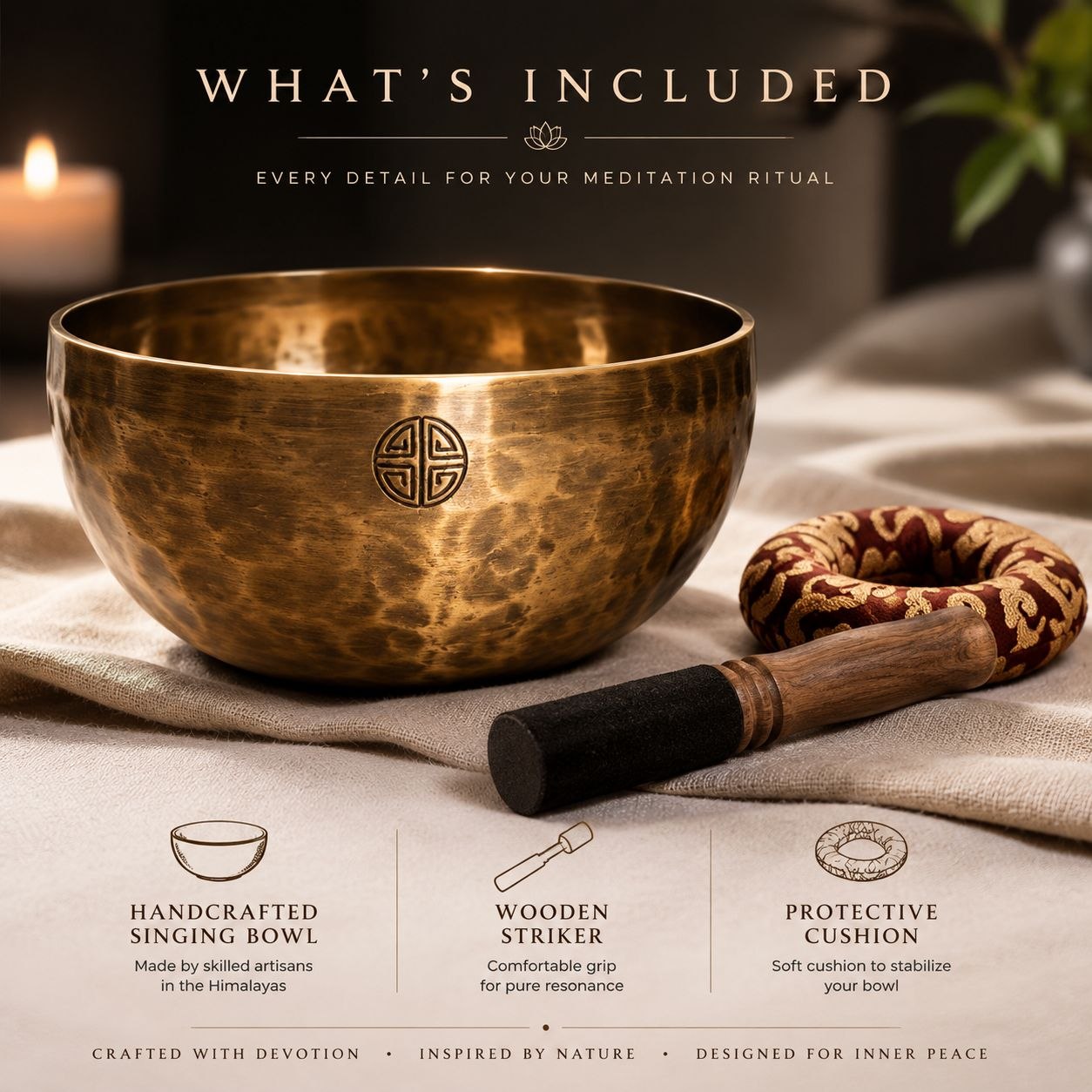 Veloura Handcrafted Himalayan Singing Bowl for Meditation & Sound Healing